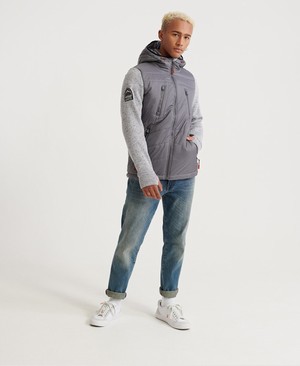 Superdry Storm Hybrid Cipzár Férfi Kapucnis Pulóver Titán | GCBNV3925